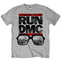 Run DMC T-Shirt Glasses Logo Rock Rap Band Official Grey New S