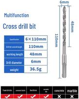 Extra Long Round Shank Serrated Eccentric Drill Bit – Four-Flute, Two Grooves for Concrete & Tile Drilling