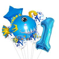 Vandenyno temos balionų rinkinys Vaikų gimtadienio skaičiaus balionų dekoras Lantern Fish 1