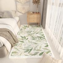 Tropical Leaf Light Luxury Long Bedroom Bedside Rug Soft Living Room Sofa Window Floor Mat Home Decoration Summer 50X120CM(1.6X3.9FT