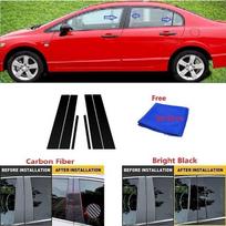 Fit For Honda Civic Sedan 2006-2011 Polished Pillar Posts Window Trim Cover BC Column Sticker Styling bright black