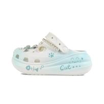 Crocs Crush Clog EVA Cute Meow Meow Decorative Buckle Hand Painted Graffiti Casual Fashion Versatile Hole Shoes Unisex White 43-44 balta