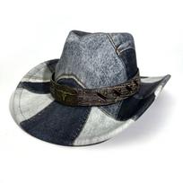 Western Cowboy Hat Bull Head Accessories Jazz Hat Men'S And Women'S Versatile Top Hat M（56-58cm） pilka spalva