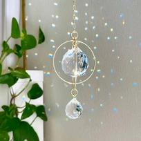Galaxy Metal Crystal Sun Catcher Ring Pendant Suncatcher Crystal Jewelry Gardening Crafts Car Decoration Window Sun Catcher Gift