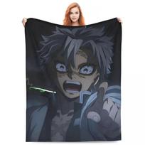 Vėjo Hashira Shinazugawa Flanelinis pledas Anime Demon Slayer Naujoviški mesti pledai Sofai Lovai Svetainei Pliušinis Plonas Antklodė 75x90cm