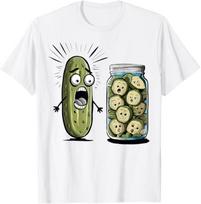 Juokingas agurkas staigmena Agurkas ir stiklainis marinuotų agurkų Unisex marškinėliai Unisex marškinėliai XL beige