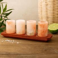 Himalayan Salt Shot Glasses 4-Pack With Wood Tray