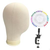Mannequin Head Canvas Professional Multifunctional Wig Stand Display for Drying Jewelry Making 53 cm