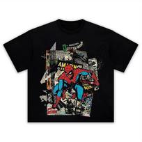 Marvel The Amazing Spider-Man Vintage Comic Collage Graphic T-Shirt, Oversized Retro Tee, Unisex Superhero Streetwear Top 4XL