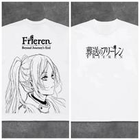 Frieren: Beyond Journey's End Manga Sketch Double-Sided T-Shirt, Unisex Elf Mage Frieren Anime Fan Streetwear Tee, 100% Cotton Casual Oversized Top 4XL
