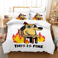 Comforter 3D Anime Bed S This Is Fine Dog Bedding Set Single Twin Full Queen King Size Bed Set Adult Kid Bedroom S Comforter (quilt)-EU Single(135*200cm)3pcs