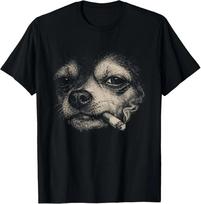 Dog Smoking Cigarette Funny Chihuahua Meme T-Shirt unisex T-Shirt XL