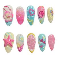 Almond Press on Nail Glossy Fake Nail Stick on Nail in 15 Sizes,30Pcs French Nail Tips for DIY Nail Art Decorations 1
