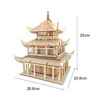 3D Wooden Puzzle Yueyang Tower DIY Model Toy Chinese Architecture Assembling Kit Educational Gift For Kids