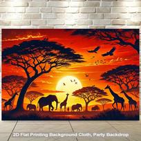Tropinis Afrikos Safari Gyvūnų Gobelenas, Saulėlydžio Peizažas Sienos Menas Miegamajam Svetainei Bendrabučio Sienos Dekoracija 47.2x31.5inch/120*80cm orange