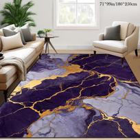 Purple Marble Area Rug, Machine Washable Design, Versatile Indoor Outdoor Carpet, Stylish Home Decor, Non Slip Floor Mat 50cm x 80cm