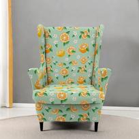 Floral Printed High Back Armchair Covers Spandex Stretch Wing Chair Cover Elastic Relax Sofa Slipcovers with Seat Cushion Cover
