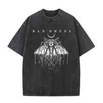 Washed Vintage Rock Band Bad Omens Find Peace Graphic T Shirt Men Women Casual Cotton Tshirts Mens Gothic Oversized Streetwear S