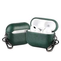 For Airpods Pro 3 Case Luxury Oil Wax Crazy Horse Leather Business Earphone Case For Apple AirPods 4 3 2 1 Headphone Cover Funda For Airpods 1 tamsiai žalia spalva