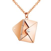Romantic Jewelry Design Stainless Steel Box Locket Custom love Letter Envelope Pendant Necklace Valentine's Day Gift