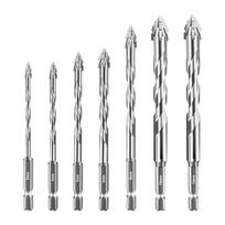 7pcs/set High Hardness Tile Drill Bit Set U-shaped Precision Concrete Drill Bit Four-Edged Wear Resistant