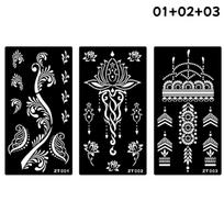 6styles Tattoo Stencil Set Reusable Indian Henna Pattern Tattoo Templates Kit for Creative Body Art Parties Special Occasions