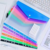 6PCS Expandable Plastic Binder Bags with 11 Hole Puncher, Snap Closure and Label Insert, Durable Folder
