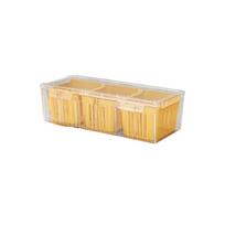 3 Compartments Spices Fresh Keep Storage Box Detachable Drainable Refrigerator Fruit Organizer with Lid Stackable geltona