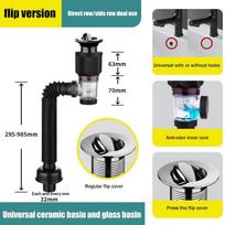 Universal Flip Stainless Steel Washbasin Washbasin Sink Wall Drainage Pipe Anti Odor Drainage Pipe Kitchen Bathroom Accessories