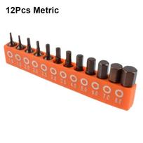 12Pcs S2 Alloy Steel Hex Screwdriver Bit Set Magnetlc 25mm Hexagonal Driver Bit 1/4in Hex Shank Metric/Imperial Driver Bit