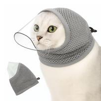 Anti Biting Anti-Licking Mask Adjustable Drawstring Anti-Scratch Cat Mouth Cover Anti Stuffiness Transparent Vision Pet Cat Mask (Grey,M)