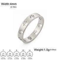 Hollow out dog paw cat paw ring tainless steel cute pet footprint ring animal enthusiast couple anniversary jewelry gift 7