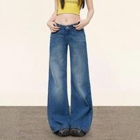 Fashionable Comfortable Non-stick Leg Micro Flare Jeans Women Autumn Retro Low Waist Loose Casual Flared Trousers Jeans for Women Long Denim Pants XS