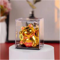 Solar Charging Auspicious Maneki Neko Waving Its Arms. Traditional Chinese Feng Shui Maneki Neko, for Cars Offices  Etc