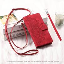 For iPhone 16e 16/15/14 Pro Max 16 Plus Wallet case with Zipper Credit Card Holder with Shoulder Straps, Flip Folio Book Case For iPhone 14