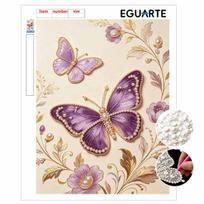 Purple Butterflies Pearl Kit 5D DIY Round Rhinestone Art Craft for Adults Home Wall Decoration Beginner Friendly Frameless Design 30x40cm
