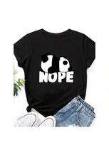 Cute Nope Panda Print T Shirt Wounisex Short Sleeve O Neck Loose Tshirt Summer Wounisex Causal Tee Shirt Tops Camisetas Mujer S įvairiaspalvis