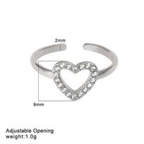 Hong Kong Fashion 18K Gold-Plated Titanium Heart Ring with Rhinestones & Zirconia plieno spalva