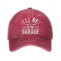 Suede Ill Be In The Garage Baseball Cap  New Vintage Washed Cotton Baseball Cap Parent Kids Sun Hats Adjustable