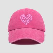 Pink heartshaped letter printed baseball cap versatile for daily use sweet girls hat outdoor sun protection and shading Adjustable