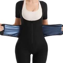 Women 4-in-1 Sauna Suit Short Sleeve Top & Shorts Full Body Slimming Shaper Waist Trainer for Workout S