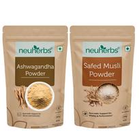 [joom_title] Neuherbs Organic Ashwagandha And Safed Musli Powder 100G X Combo Pack  OF 2For Natural Energy Stamina Immune Support And Calmness