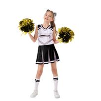 [LOLANTA] Cheerleader Halloween Costume for Kids - Girls' Cheerleading Outfit - Party, Support, School Festival - Includes Pom-Poms and Hair Ribbon -