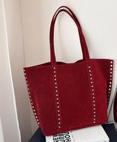 2026  Spicy Girl Rivet Tote Bag Large Capacity Handbag Trendy Design Fashiable Persality Shoulder Bags Gift For Lady vyno raudonos spalvos
