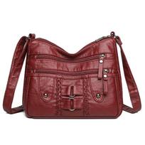 Women's Messenger Bag Large Capacity Multi-Layer Shoulder Bag Mother Bag raudona