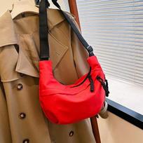 Trendy Fashi Oxford Cloth Material Messenger Bag Women's Bag Casual Shoulder Bag Student Light and Comfortable Solid Color raudona