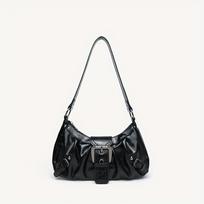 Maillard Style Spicy Girl Y2K Shoulder Bag, Fashiable Retro Vintage Leather Underarm Bag, Versatile Women's Bags for Banquets juoda