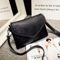 Female Shoulder Messenger Bags Casual Trendy Crossbody Bag Black PU 2026Trend Women Ste Print Chain Envelope Clutch Purses