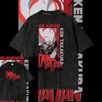 benber vintage Dandadan Anime T-shirt For Men Women Okarun and Momo Cotton Tops Summer Vintage Washed Men's T-shirt Clothing S