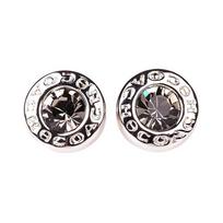 COACH European and American Open Raw Stone Elegant Alloy Stud Earrings Women's Silver